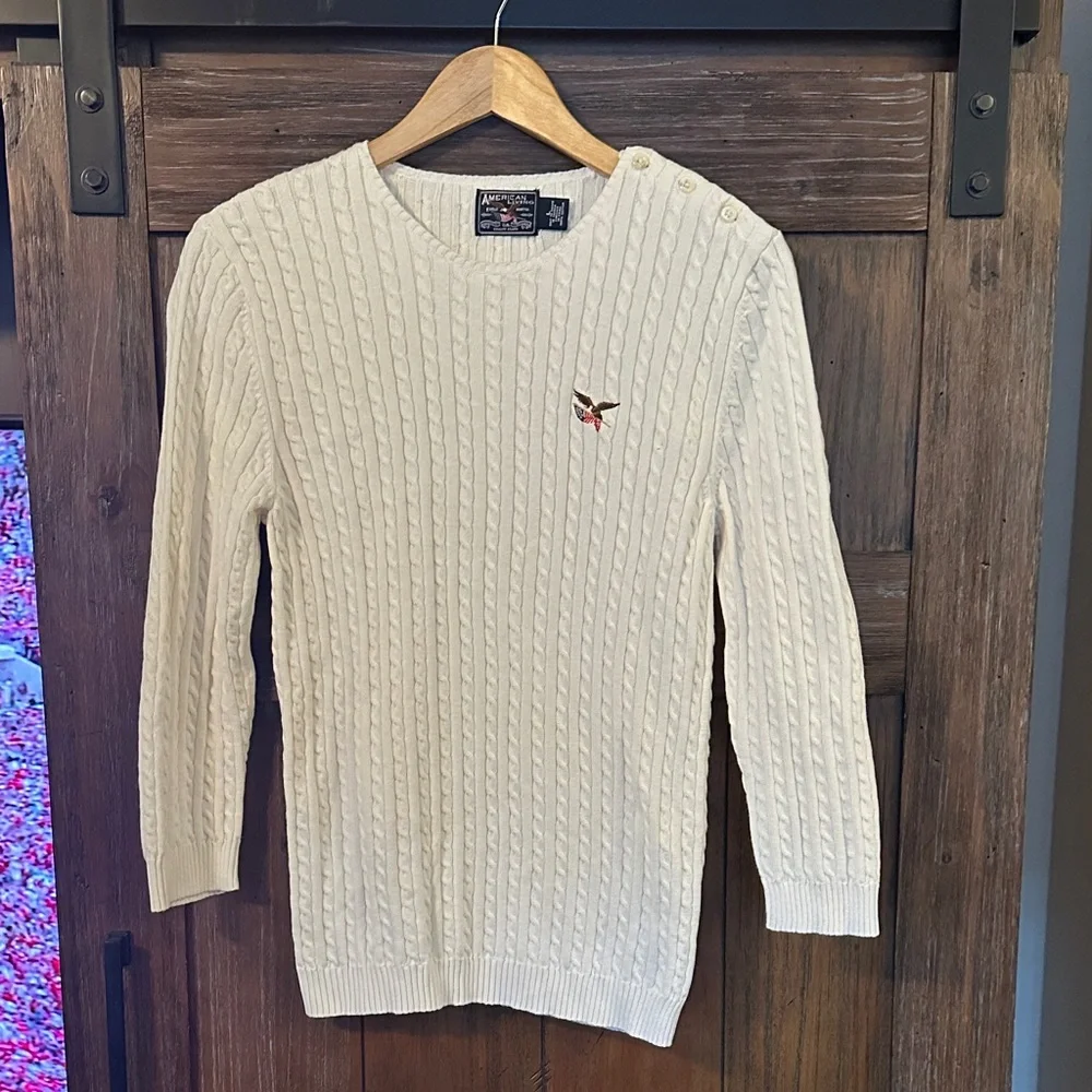 American Living White Cable Knit Sweater - Picture 1 of 6
